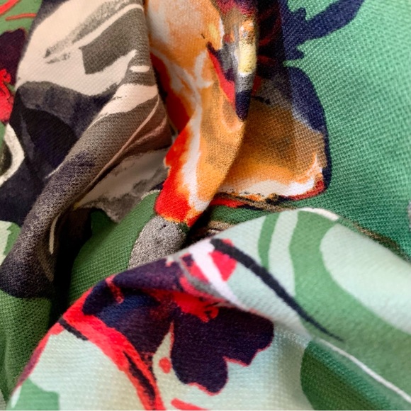 (Size 14) New York and Co. Green Floral Linen Dress - Picture 4 of 4